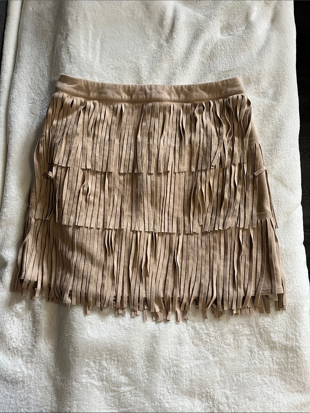 Forever 21 Beige Fringe Mini Skirt